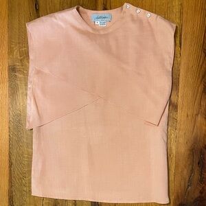 baldanza 100% Linen Top in Flattering Peach Shade with Beautiful Details, Size 8